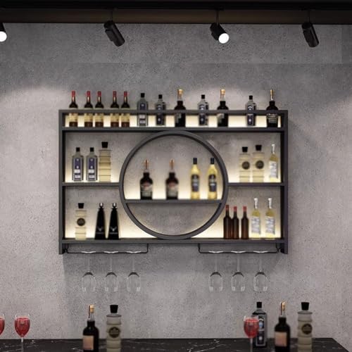 SilteD Wall-Mounted Wine Rack - 120x15x80Cm Black Metal