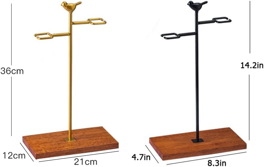 NWB Upside Down Wine Glass Rack - Gold Finish Holds 2 Glasses