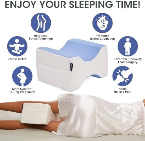 Cooloo8 Side Sleeper Pillow 2PCS Blue Memory Foam Leg Positioner