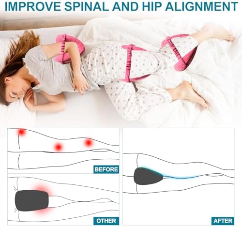 RQUXMT Ergonomic Leg Knee Pillow for Sciatica Relief Pink