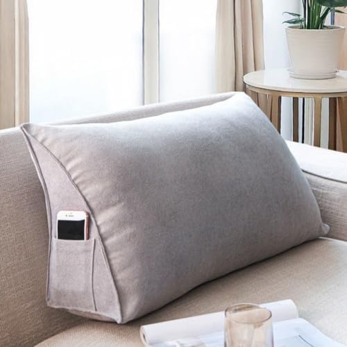 Triangle Wedge Bed Pillow with Zipper Removable and Washable Gray 100x35x20cm