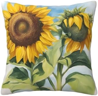 Ogniwo Fresh Sunflower Throw pillow Soft 12x12 Inch Cushion Case