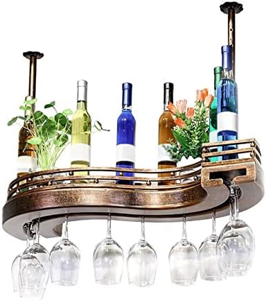 LUCEAE 2-Layer Hanging Wine Rack Wall-Mounted Space-Saving Iron Sturdy
