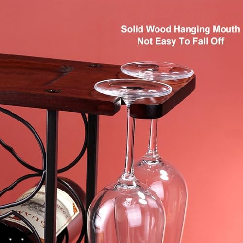 Gold Metal Wine Rack with 6 Bottles and 2 Goblets