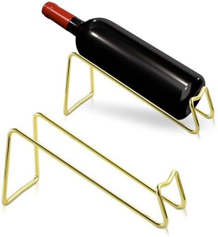 TONLEA 2Pcs Tabletop Wine Rack Metal Wine Bottle Holder Gold