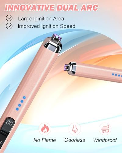 TRONIC MASTER Rechargeable Dual Arc Lighter - Windproof Flameless Rose Gold