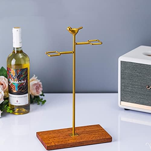 NWB Upside Down Wine Glass Rack - Gold Finish Holds 2 Glasses