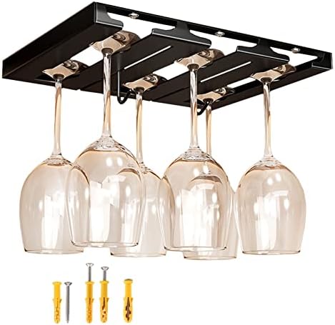WORDFUN Stainless Steel Wine Glass Rack 6 Rows Durable Adjustable