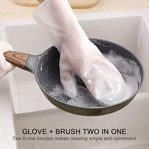 Durable Reusable Cleaning Gloves with Brush for Kitchen and Household Use