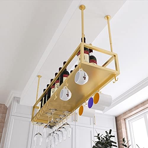 Suuim Gold Wine Glass Rack Ceiling Holder for Kitchen and Bar