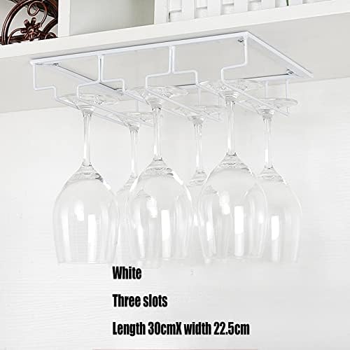 WORDFUN Wine Glass Rack Under Shelf 8 Rows Black Metal