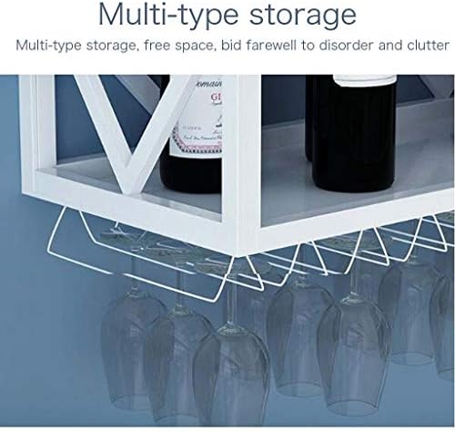 Wall-Mounted Wine Rack with Partitions and Bottle Holder