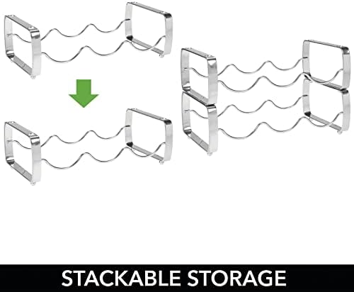 mDesign 3 Bottle Metal Wine Rack - 4 Pack Chrome