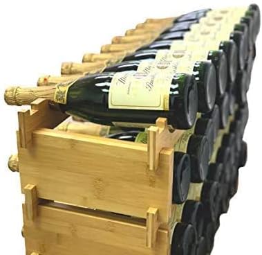 36 Bottle Stackable Bamboo Wine Rack - 4 Tier Wobble-Free