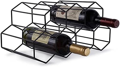 Fomanish 7 Bottle Holder - Modern Metal Wine Rack for Kitchen Wine Cellar