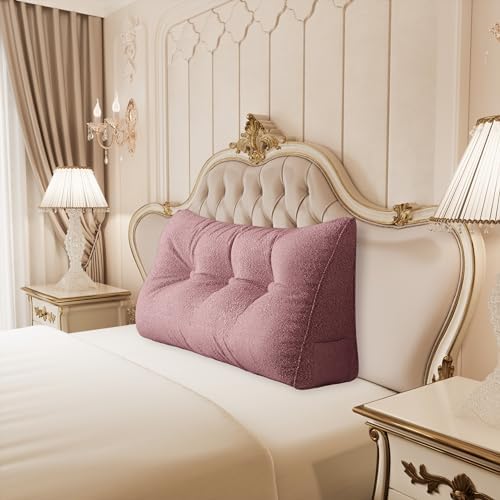 Homecozy Bed Wedge Pillow Headboard - Light Pink Velvet 39IN
