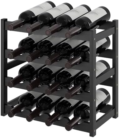 AUGOHCMIL 4-Tier Bamboo Wine Rack Black 1