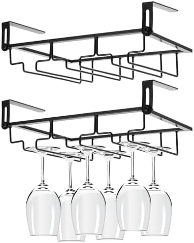 Adjustable 2Pcs Wine Glass Rack for Cabinet and Shelf