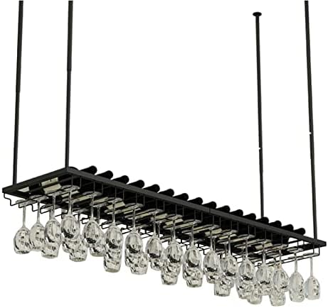 Ceiling Wine Rack Black Adjustable Floating Shelves for Kitchen and Bar