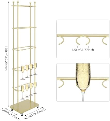 Freestanding Champagne Glass Holder with 5 Tiers and Wheels