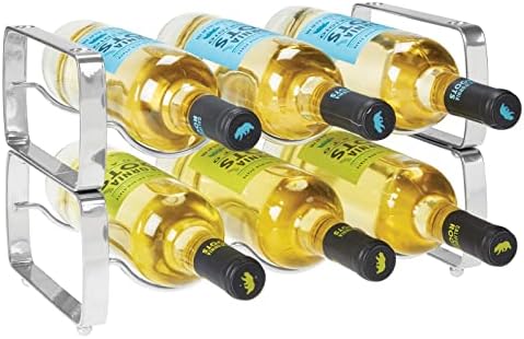 mDesign 3 Bottle Metal Wine Rack - 4 Pack Chrome