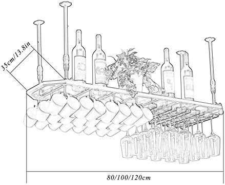 LUCEAE Ceiling Wine Rack with Glass Holder 80x30cm