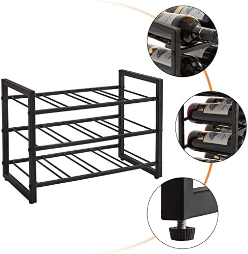 IBUYKE Freestanding 3-Tier Metal Wine Rack