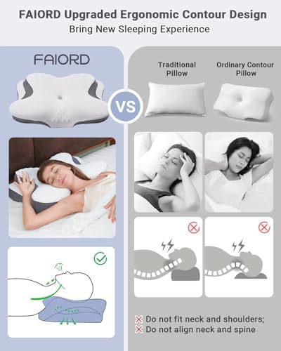 FAIORD Cervical Pillow with Cooling Cover and Support Sticks