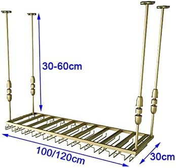 Adjustable Iron Wine Bottle Holder with Telescopic Rod for Ceiling Mount