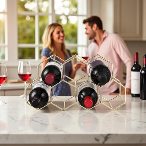 Buruis 9-Bottle Freestanding Wine Rack - Gold