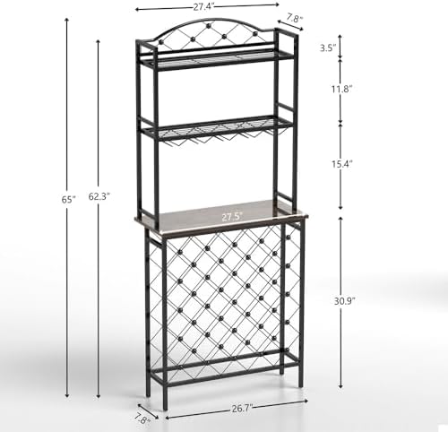 Yone Jx Je 3-Tier Wine Rack Bar Table with Storage