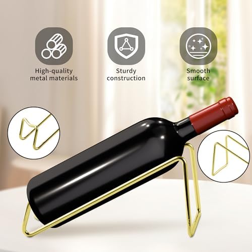 TONLEA 2Pcs Tabletop Wine Rack Metal Wine Bottle Holder Gold