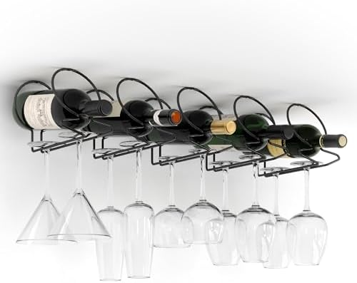 xympo Under Cabinet Wine Rack with Glass Hanger Set of 5