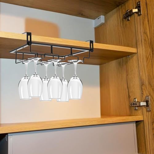 Adjustable 2Pcs Wine Glass Rack for Cabinet and Shelf