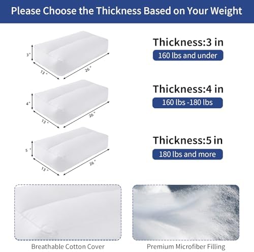 HOMBYS Knee Pillow for Side Sleepers 3 Inch White