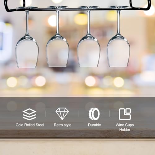 MAGICLULU Wine Glass Hanger Rack Black