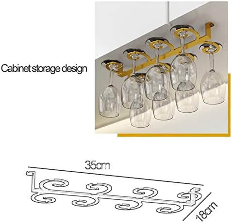 DTDMY Gold Wine Glass Rack Under Cabinet Holder