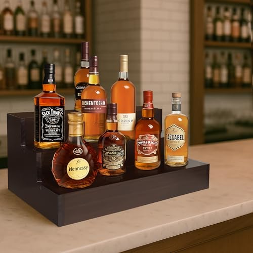 Royxen 3 Tier Wood Liquor Shelf - Brown 16 Inch Wide