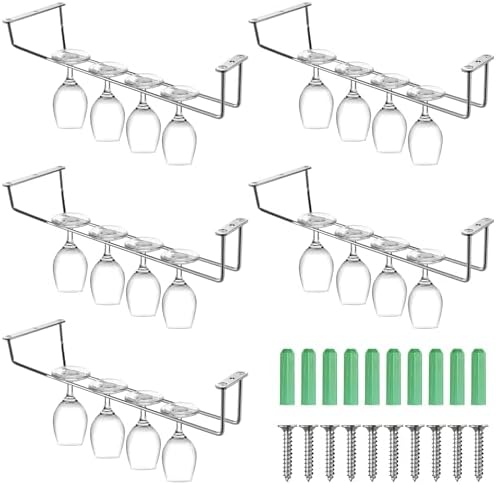 Lemecima 4Pack Stainless Steel Wine Glass Holder 14 Inch Rack