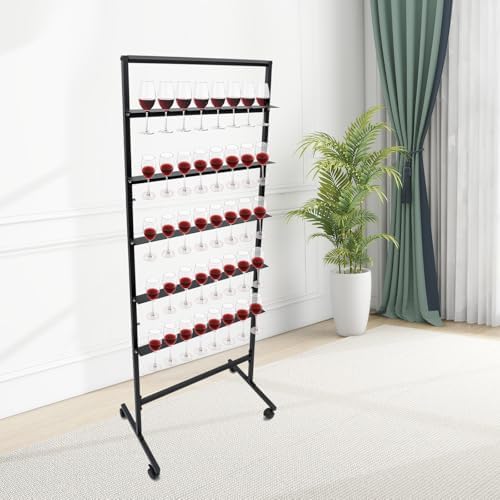 5 Tier Champagne Glass Holder with Lockable Wheels - Black