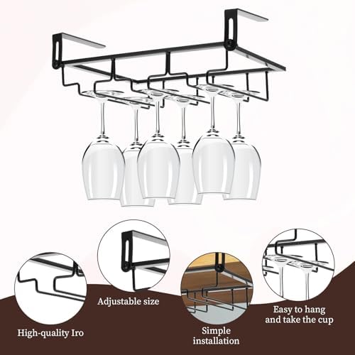 Adjustable 2Pcs Wine Glass Rack for Cabinet and Shelf
