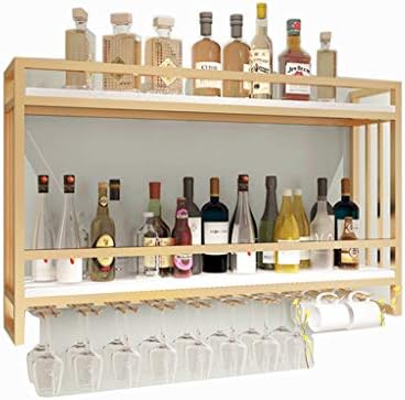 Wall-Mounted Wine Cabinet with Wrought Iron Frame and Gold Finish