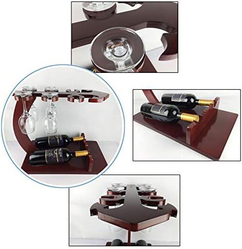BOCbco Tabletop Wine Rack Holder for 2 Bottles 6 Glasses