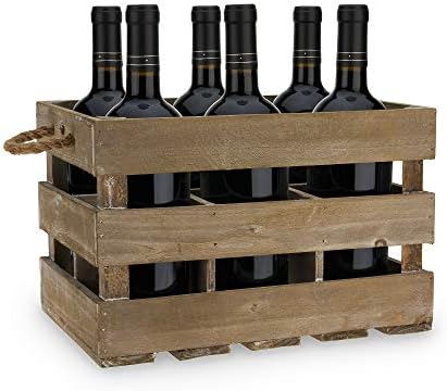 Twine Rustic Wine Bottle Holder Crate Dark Wood 6 Bottle Storage Rack