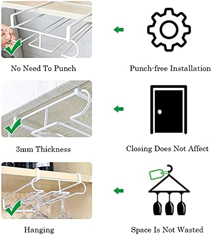 Portable Wine Glass Rack for Cabinet 2cm White Half Rows