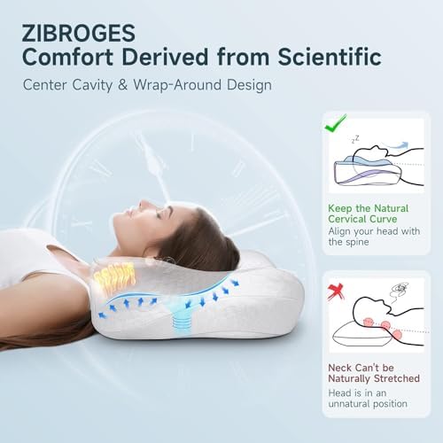 ZIBROGES Cooling Cervical Pillow for Neck Pain Relief
