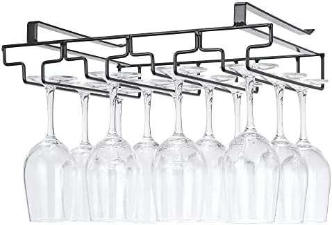 FOMANSH 4 Row Wine Glass Rack No Drilling 304 Stainless Steel