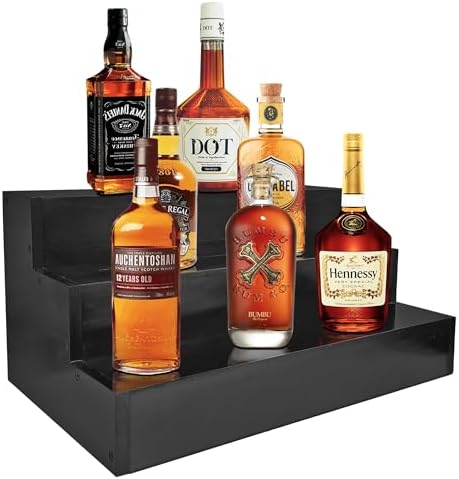 Royxen 3 Tier Wood Liquor Bottle Shelf 16 Black