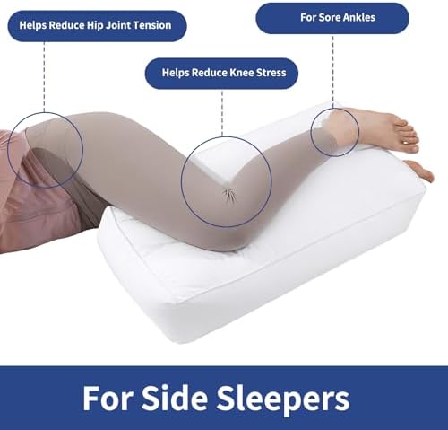 HOMBYS Knee Pillow for Side Sleepers 3 Inch White