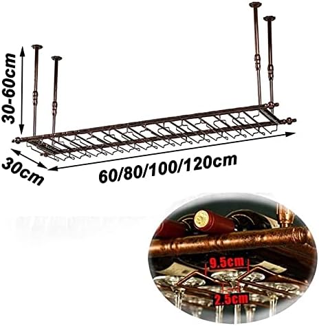 Bronze Wall-Mounted Wine Rack with Adjustable Hangers